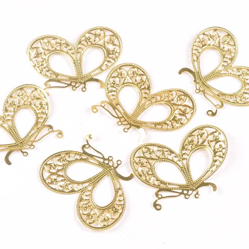 Metal Crafts Flower Filigree Wraps Butterfly Connectors For DIY Embellishments Scrapbook Craft Home Decor 20Pcs 43x21mm yk0764 Qme gold