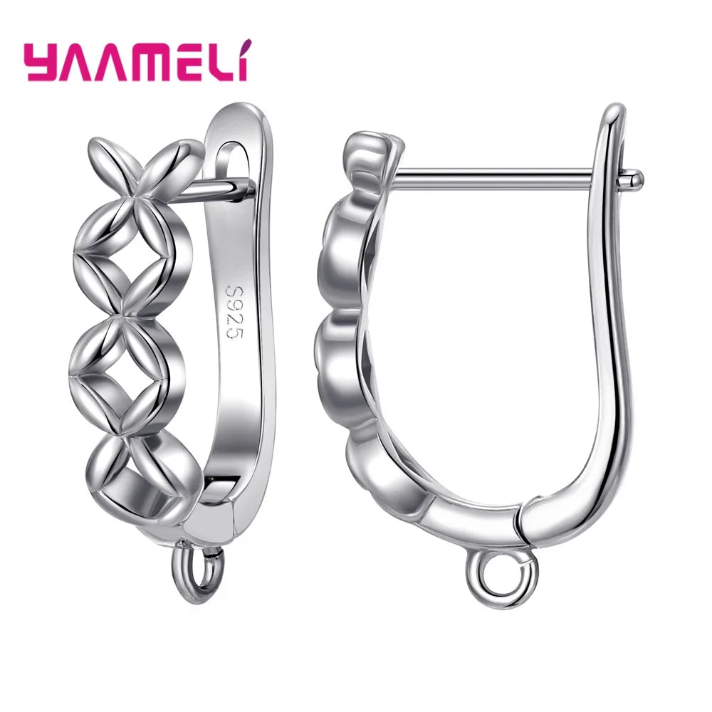 Real 100% 925 Sterling Silver Color Zircon Findings Earrings Leverback Earwire Fittings Components Accessories Handmade Supplies Qme Design 23
