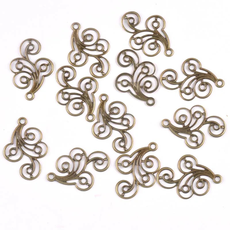 30Pcs Mixed Metal Crafts Connectors Flower Filigree Wraps For DIY Scrapbook Home Decor Embellishments Handicraft 31x21mm yk0773 Qme
