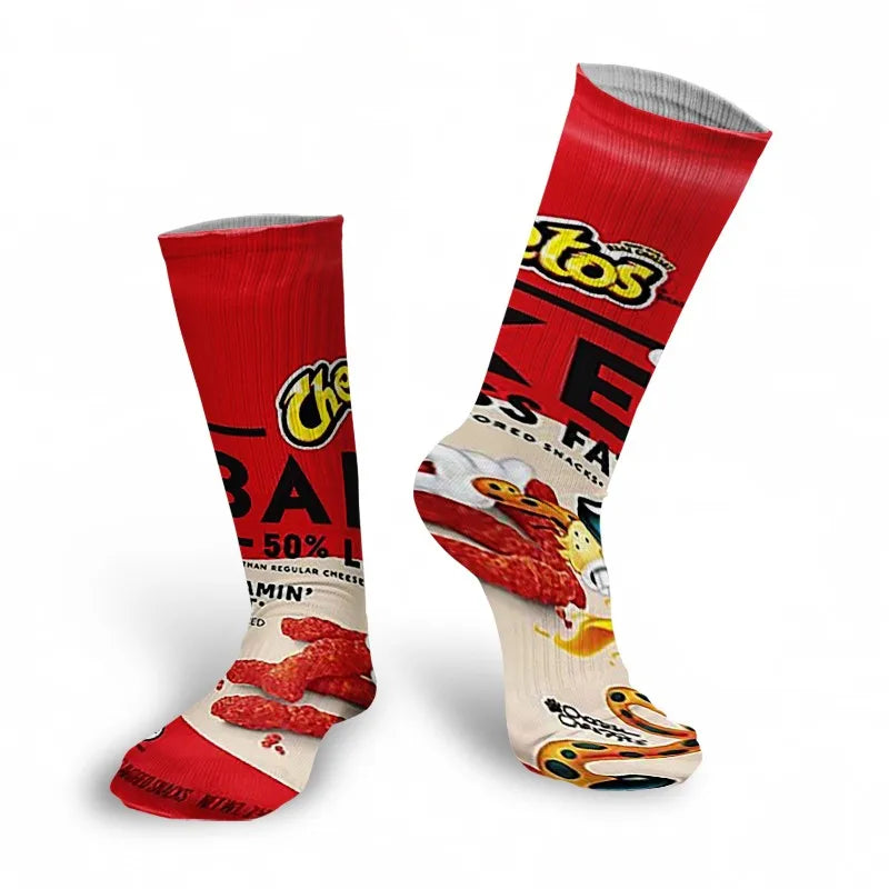 Funny 3D Printing Potato Chips Socks Female French Fries Packaging Qme style8 One Size China Mainland