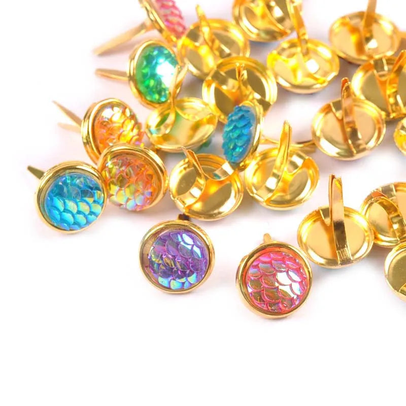 13x13mm 20Pcs Mix Squama Pattern Brads For DIY Scrapbooking Embellishments Fastener Metal Crafts Brad Accessories Decor c2261 Qme