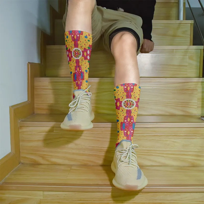 Fashion Graffiti Hip-hop Socks Novelty Print Couple Cotton Women Qme