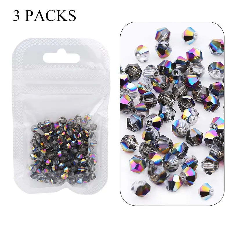4mm Shiny AB color Crystal Bicone Beads Glass Jewelry Beads Loose Spacer Beads earring bracelet making Jewelry Accessories DIY Qme 1
