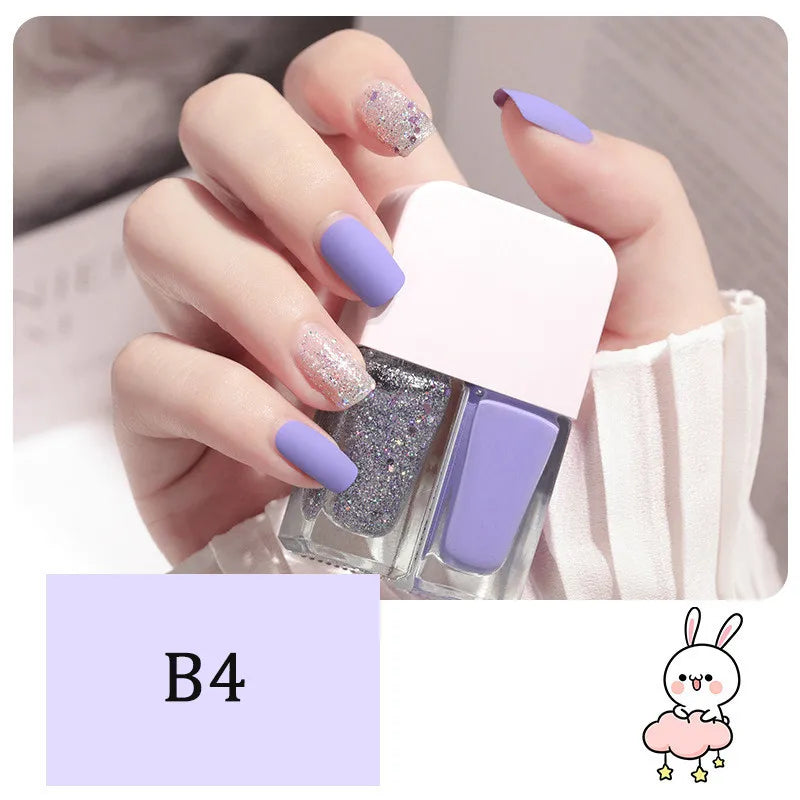 New 2 In 1 Candy Color Nail Polish Manicure Water-based Bright Scrub No Bake No Peeling Quick Dry Waterproof Lasting Nail Polish Qme B4