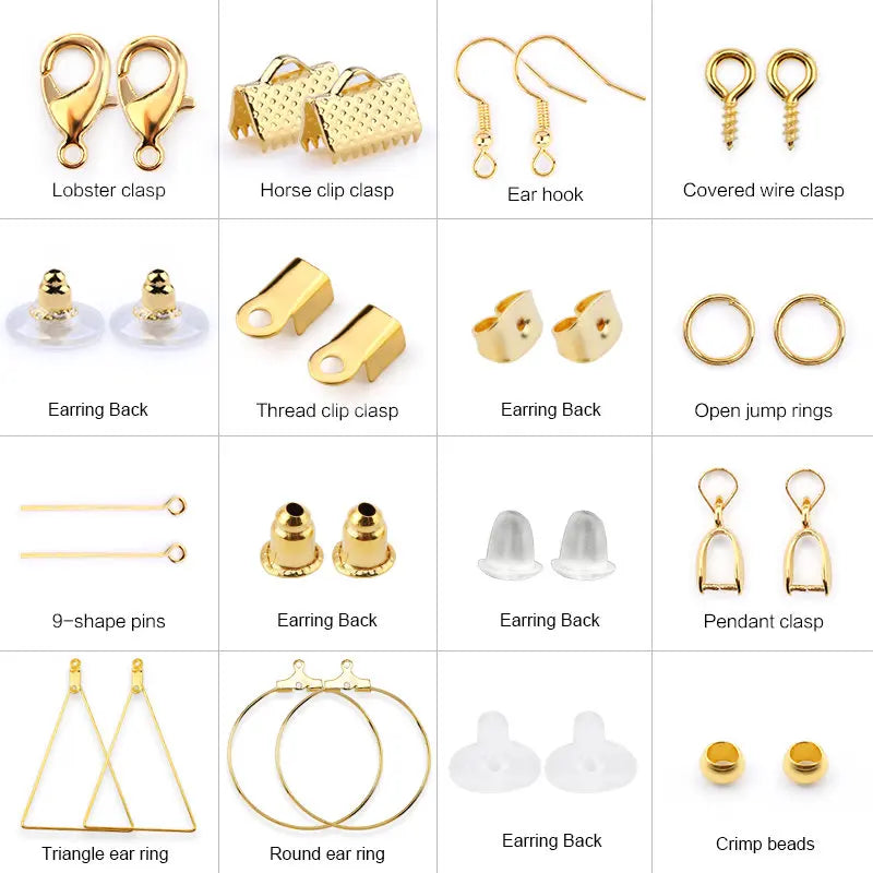 Jewelry Findings Tools Set Alloy Accessories Earring Hooks Clip Buckle Lobster Clasp Open Jump Ring Jewelry Making Supplies Kit Qme