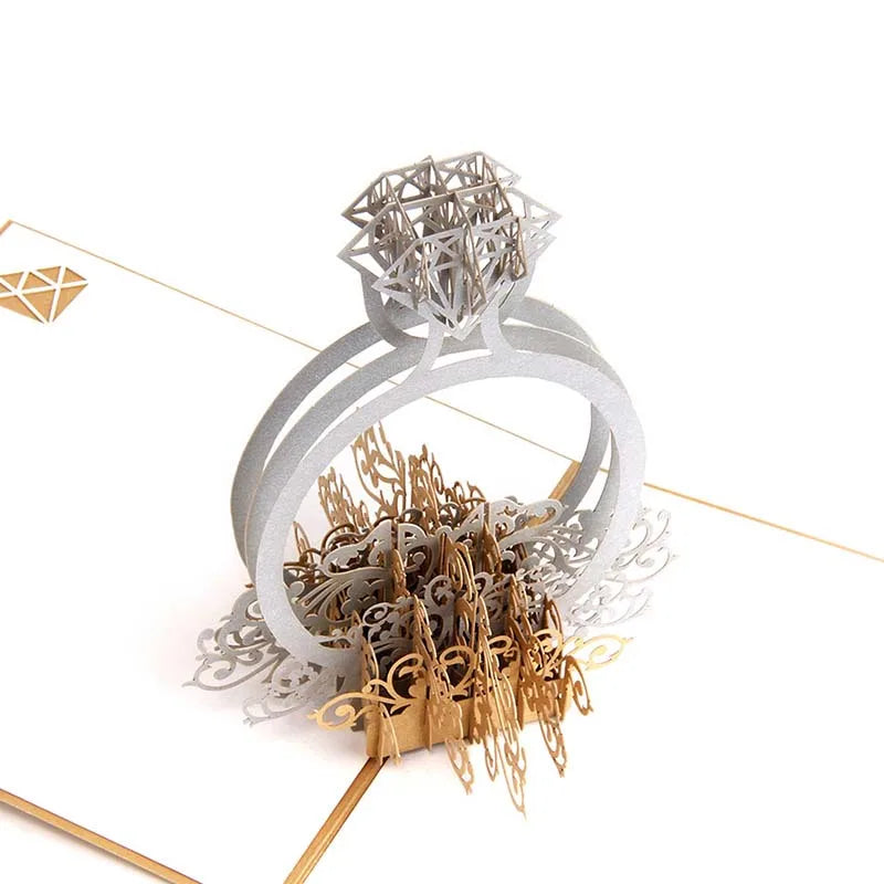 Valentine's Day Diamond Ring Anniversary Greeting Card 3D Pop-Up Wedding Invitations Party Decoration Gifts Postcard c2827 Qme