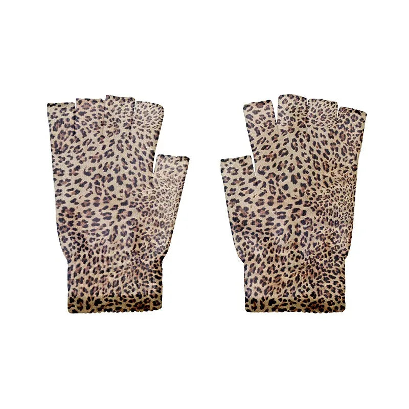 Women Leopard Gloves Fashion Elastic Five Fingers Men's Outdoor Qme style4 One Size China Mainland