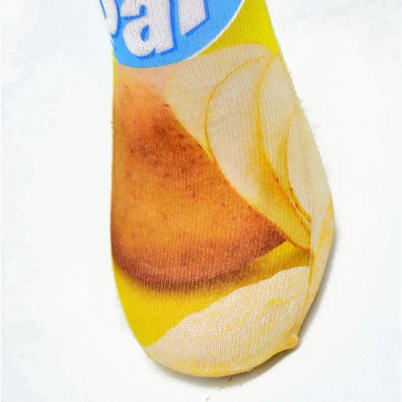 Creativity Long Socks Female Art 3D Printed Potato Chips Tomato Qme