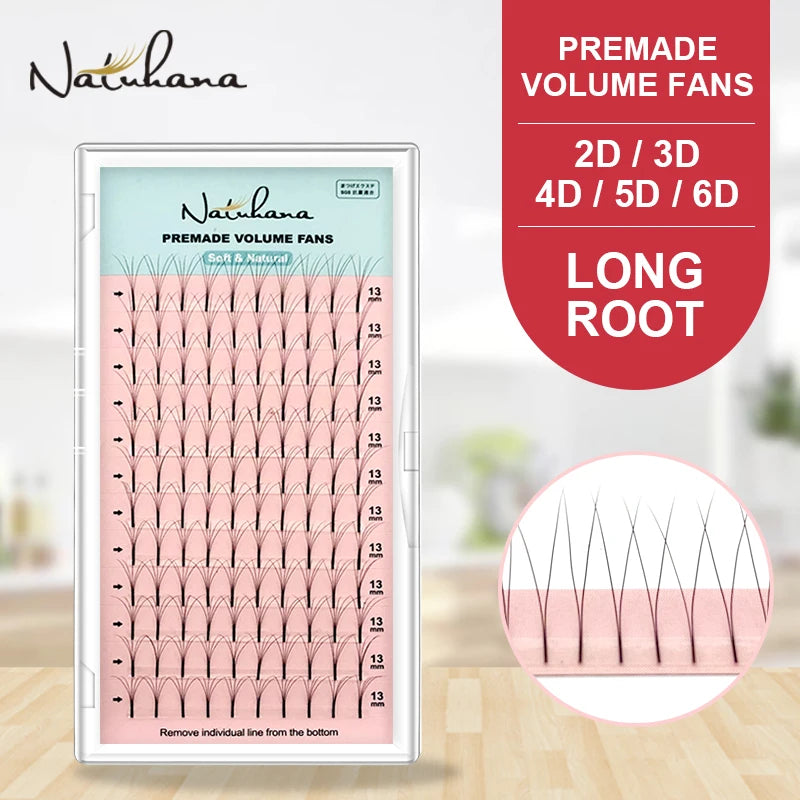 NATUHANA 3D 4D 5D 6D False Lashes Premade Russian Volume Fans Qme