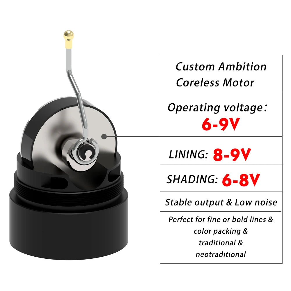 Newest Coreless Motor Wireless Tattoo Machine Pen Fast Charging Battery 1950mA/h RCA Adapter Kit Free Shipping Qme