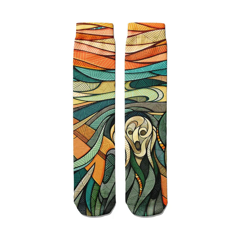 Van Gogh Mural World Famous Painting Sunflower Socks Men Novelty Qme style20