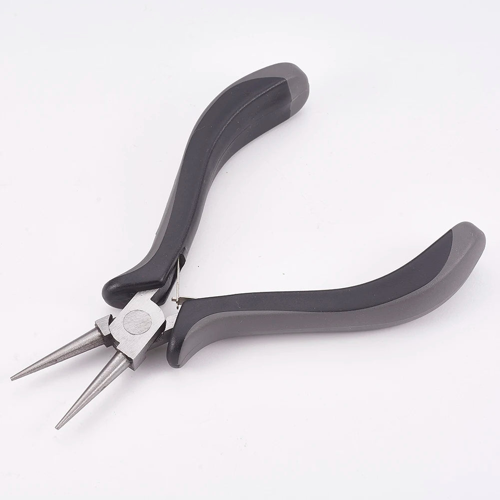Pandahall Jewelry Pliers Carbon Steel Round Nose Pliers Hand Tools Polishing Jewelry Making Tools 12x7.6x0.9cm Qme 120mm Long