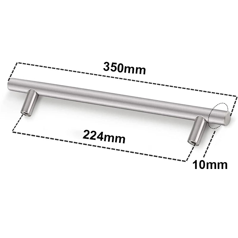 Kitchen Cabinet Pulls Furniture Drawer Handles Stainless Steel T Bar Straight Wardrobe Door Knobs Black Silver Cupboard Handle Qme silver 224mm