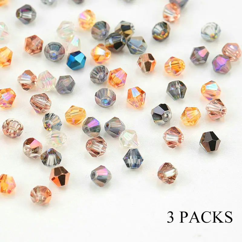 4mm Shiny AB color Crystal Bicone Beads Glass Jewelry Beads Loose Spacer Beads earring bracelet making Jewelry Accessories DIY Qme mixed