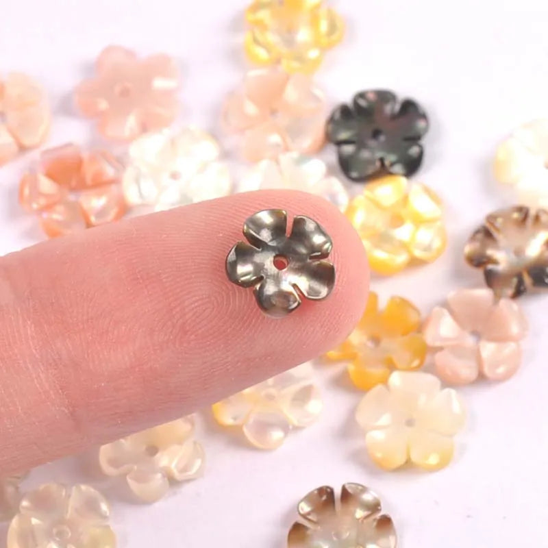 5Pcs Flower Shape Texture Curved Natural Mother Of Pearl Shell Beads For Jewelry Making Earring Diy Craft Accessories 8mm tr0379 Qme