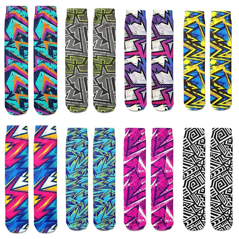 3D Graffiti Women Socks Street Cotton Art Creative Fashion Classic Qme