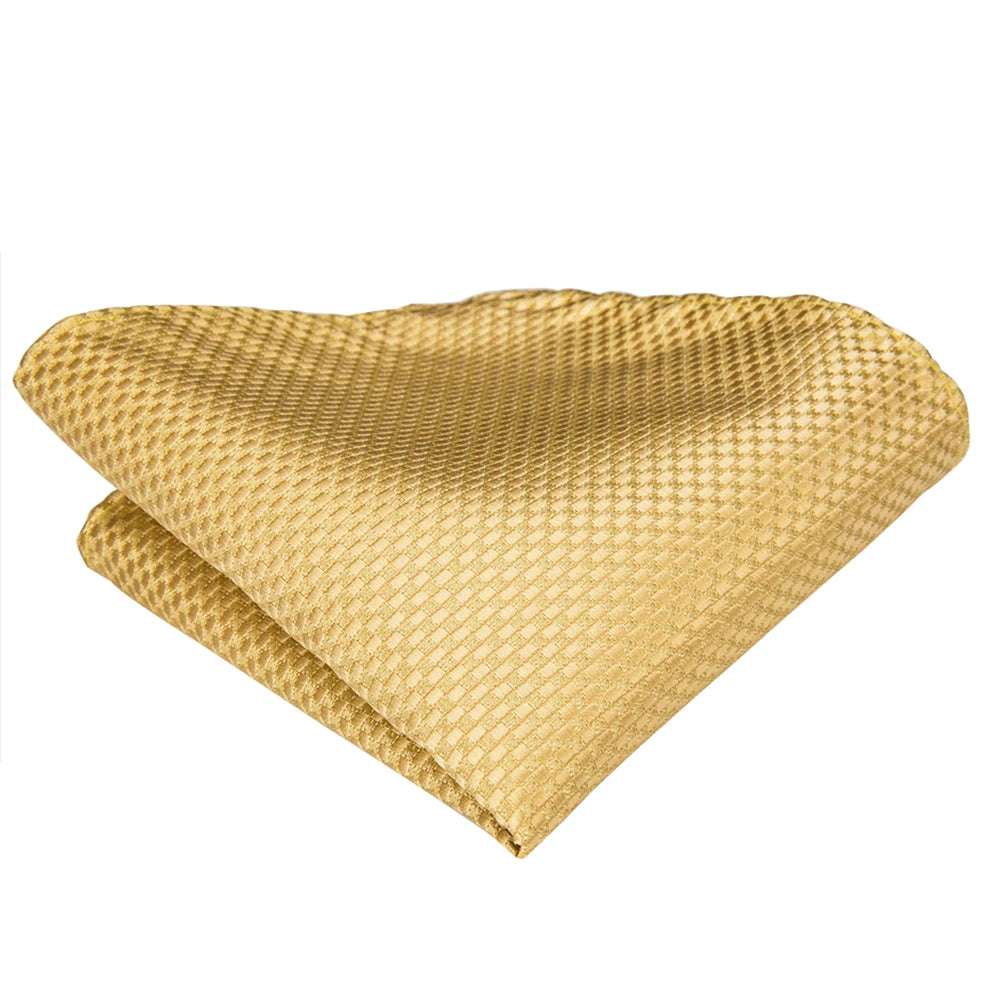 Solid Gold Yellow Ties Men Handky Cufflinks Fashion Men's Tie Wedding Qme