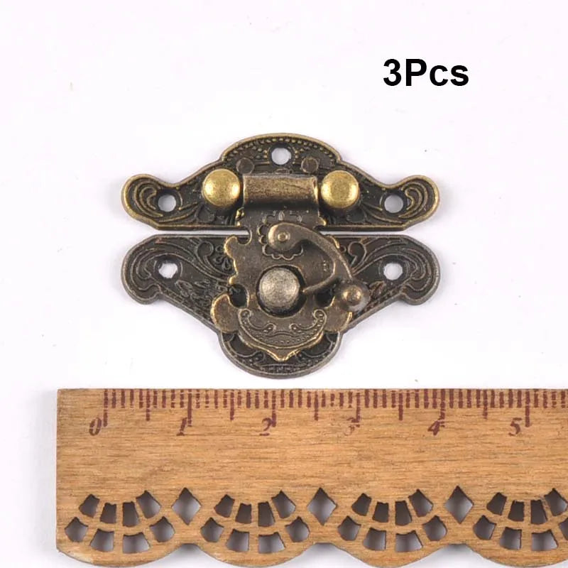 Vintage Brass Hardware Latch Hook Decorative Jewelry Box Hardware Wooden Boxes Furniture Buckle Clasp Lock Wood Case Hasp c2264 Qme 3pcs 40mm