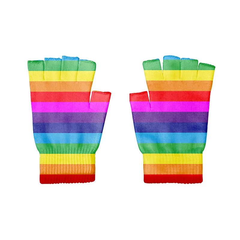 Short Stripes Cyclist Gloves Women Men Knitted Breathable Outdoor Qme style1 2 China Mainland