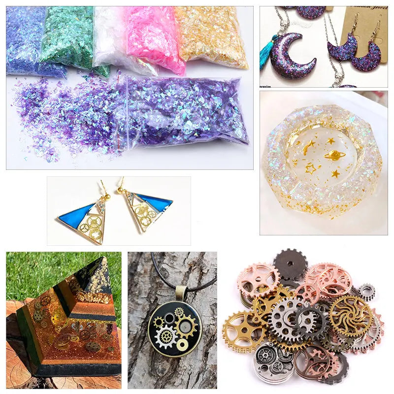 Resin Jewelry Making Kit Epoxy Resin Filling Material Set With Dried Flowers Glitter Powder For Resin Accessories Craft Supplies Qme