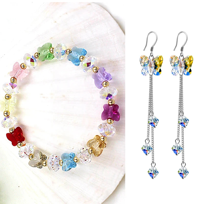 Best quality 14mm 28pcs/pack single hole crystal beads butterfly crystal AB glass beads for Jewelry making Necklaces Earrings Qme
