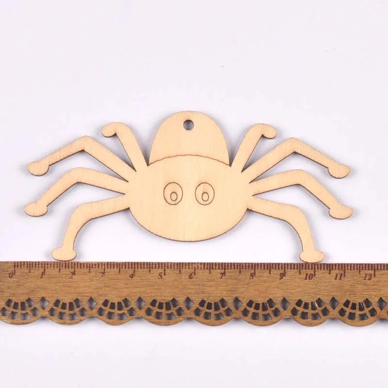 Mixed Natural Wooden Halloween Pendant Wood Slices DIY Crafts Hanging Handmade Accessory Home Party Decor 60-100mm 10Pcs M2708 Qme 3