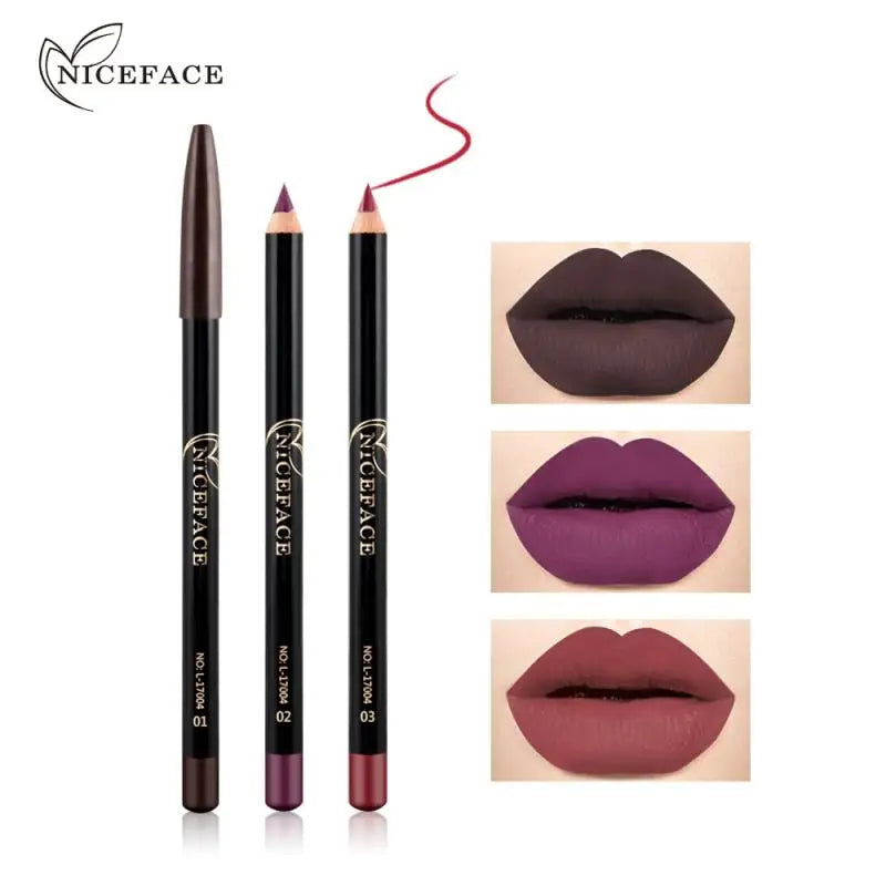 NICEFACE 12 Colors Matte Lip Pencils Nude Lipliner Pencil Waterproof Lipstick Pen Lip Liner Long Lasting Lips Makeup Cosmetics Qme