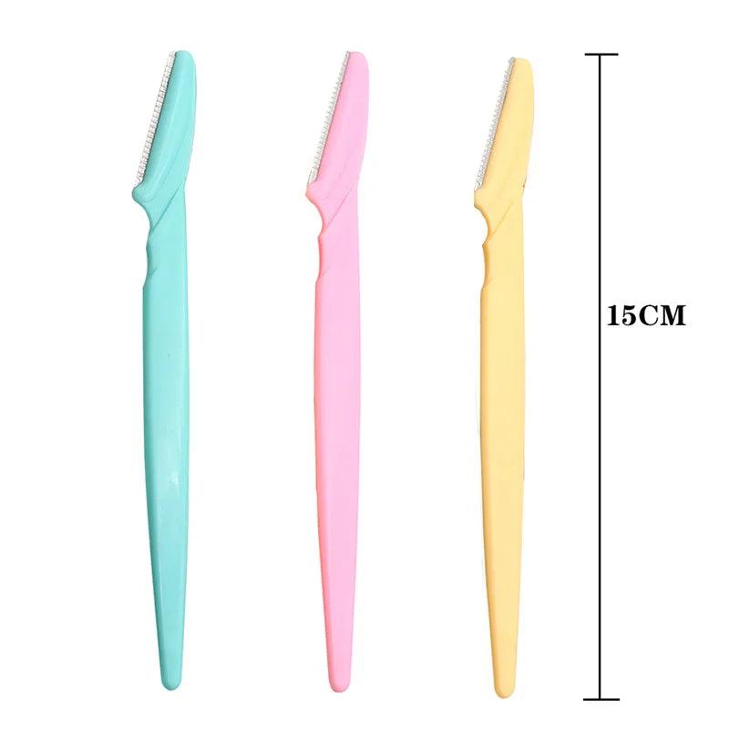3Pcs/Set Pink Folding Eyebrow Trimmer Armpit Hair Razor Beauty Face Eye Brow Shaper Shaver Stainless Steel Blades Makeup Tools Qme 3PCS