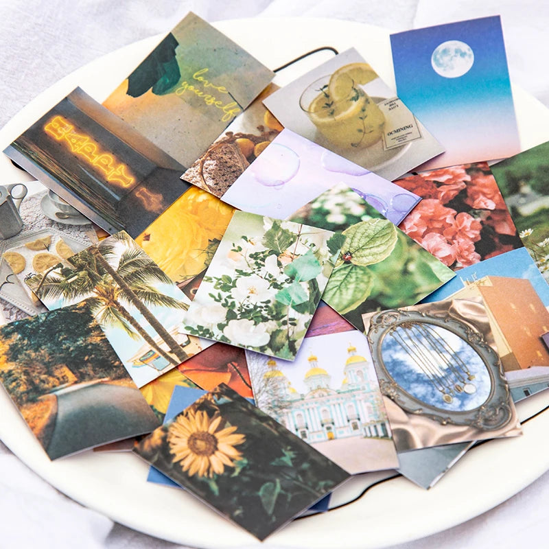 50pcs Life Scenery Sticky Book Style Deco Stationery Scrapbooking Decorative background Stickers Sticky Art Aesthetics Stickers Qme