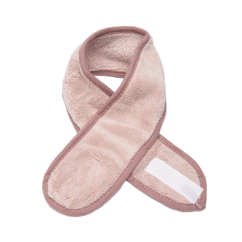 Women Girl Soft Toweling Adjustable Coral Fleece Hairband Makeup Bath Qme