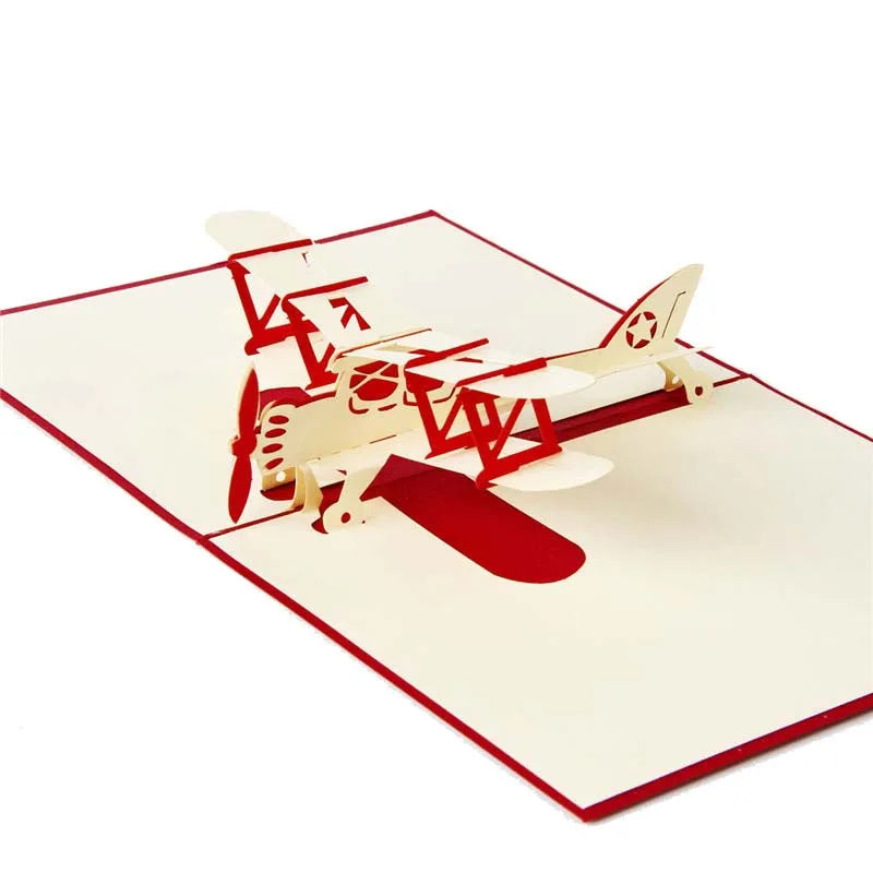 Train Aircraft Sailboat 3D Pop-Up Graduation Creative Greeting Card Production Vintage Postcard Gift Boy's Birthday Thanksgiving Qme