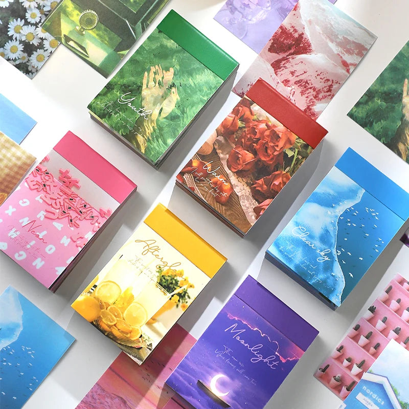 50pcs/pack Vintage Stickers Landscape Book Scrapbooking Decorative Supplies Diary Album Stationery Aesth Painting Stickers Qme