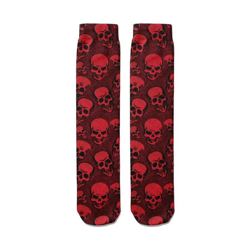 Funny Harajuku Cartoon Skull Socks Cotton Men Women's Colorful Sports Qme style3 One Size China Mainland