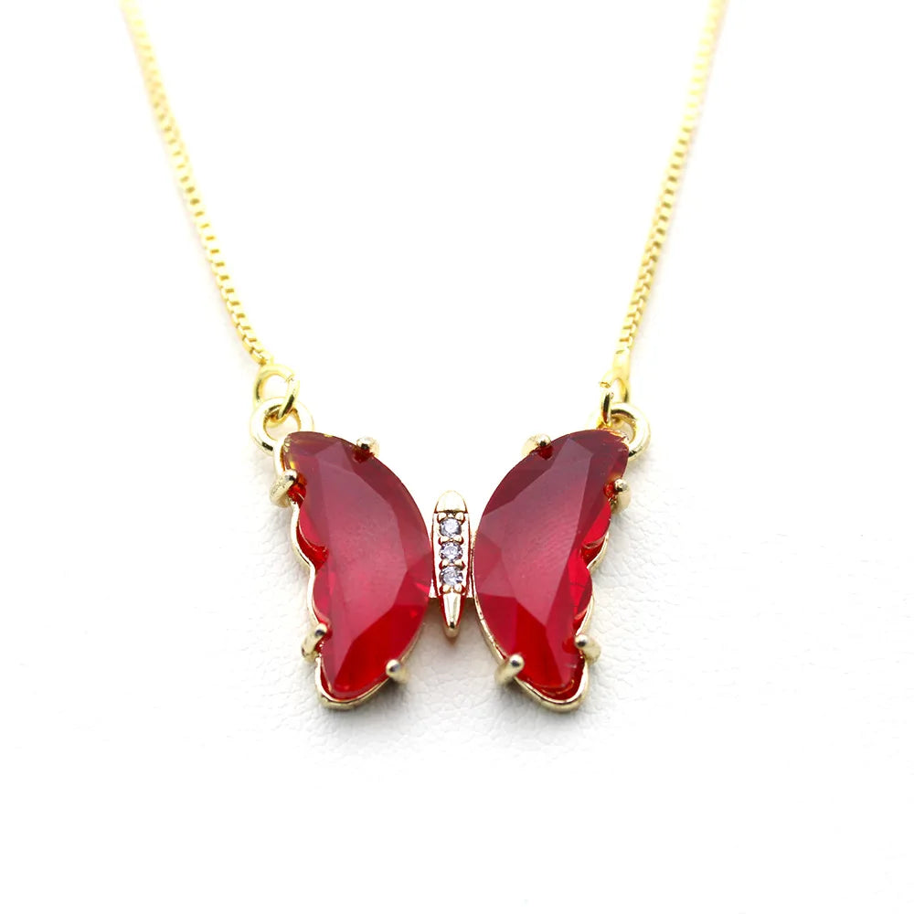 New AA Cubic Zircon Elegant Limited Jewelry Crystal Butterfly Double Sided Necklace Ladies Simple Style Jewelry Gift Qme 3