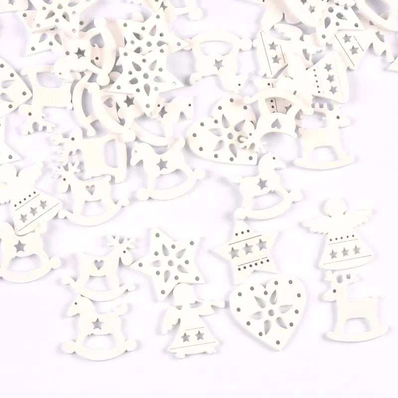 10-50pcs 22-40mm Wood Crafts white christmas trees DIY Scrapbooking For Wooden Ornament Home Decoration Sewing Accessories M2216 Qme