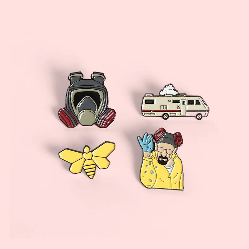 Breaking Bad Enamel Pins Wholesale Butterfly Car TV Series Lapel Pin Cartoon Shirt Brooches Badge Jewelry Gift for Fans Friends Qme