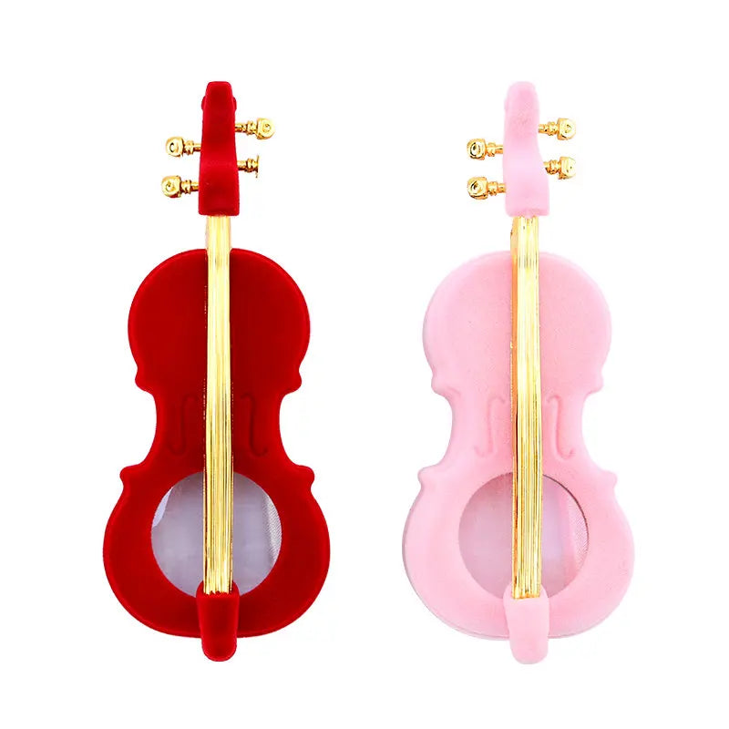 1 Piece unique Cello Gift Box Holder Jewelry box case Velvet Wedding Ring Box for Earrings Necklace Display & Packaging 2 colors Qme