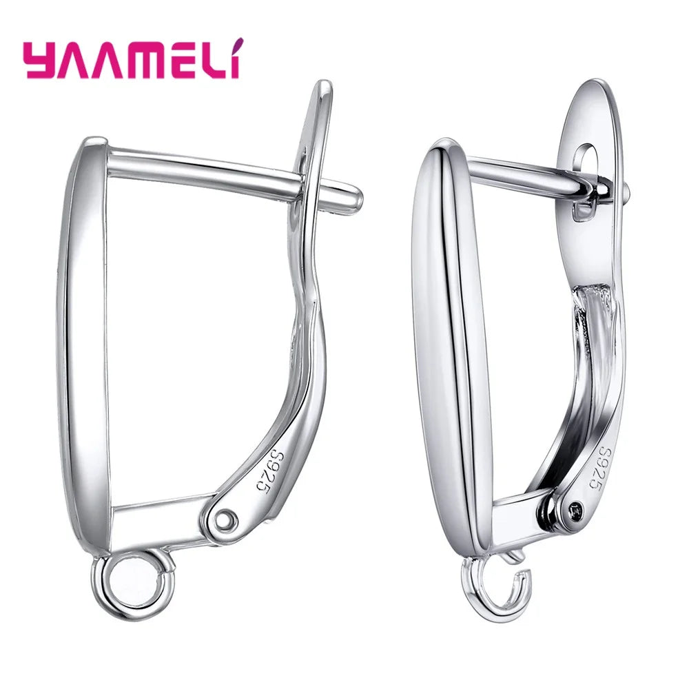 Real 100% 925 Sterling Silver Color Zircon Findings Earrings Leverback Earwire Fittings Components Accessories Handmade Supplies Qme Design 7