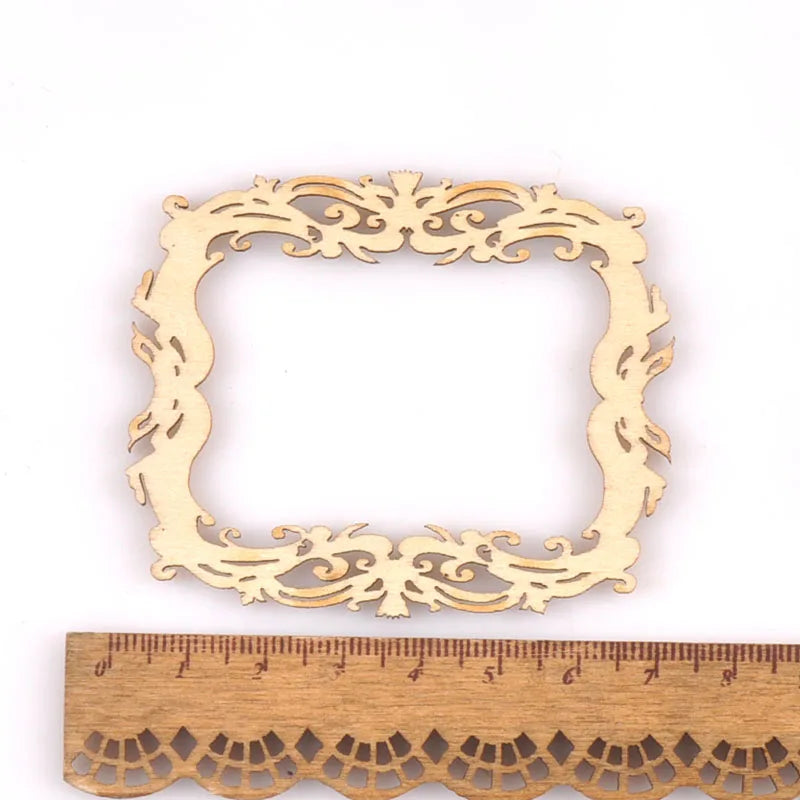 Hollow Photo Frame Natural Wood Slices DIY Crafts Scrapbook For Kids Handicrafts Wooden Ornaments Home Decoration 5Pcs m2561 Qme