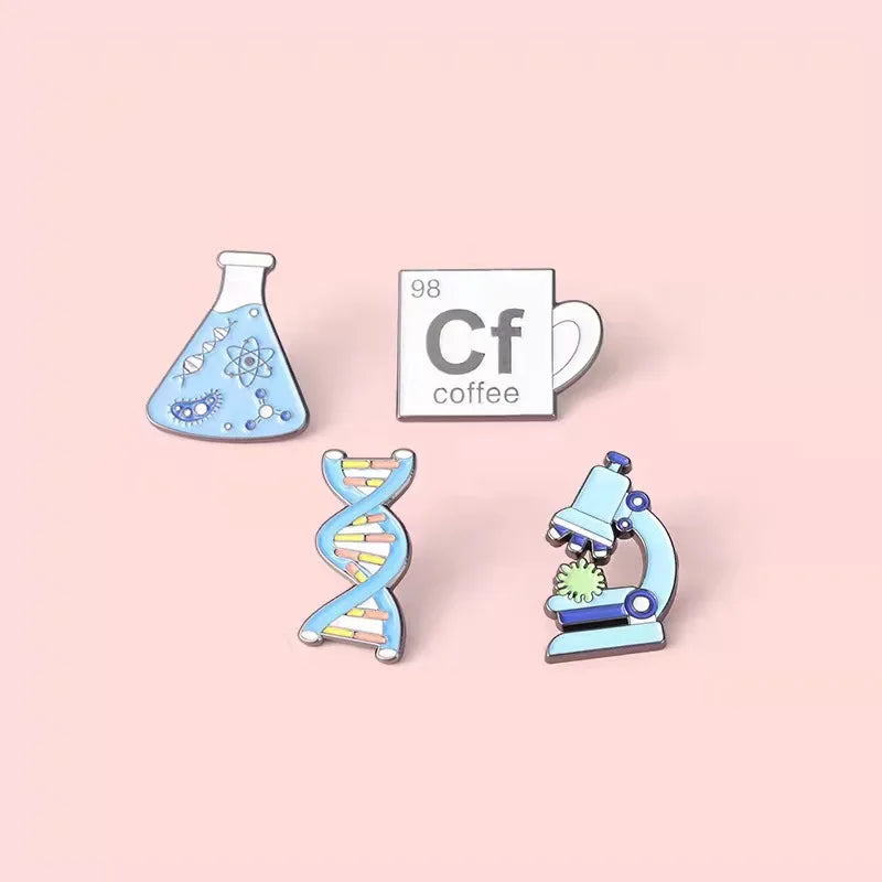 Custom Microscope Enamel Pin Flask DNA Coffee Cup Brooch Badge for Backpack Hat Bags Accessories Scientist Science Teacher Gift Qme