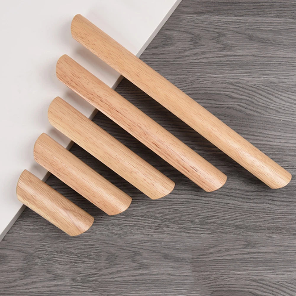 Wooden Furniture Handle Drawer Pulls Nordic Cabinet Solid Wood Handles Environmental Friendly Wardrobe Knob with Mounting Screws Qme