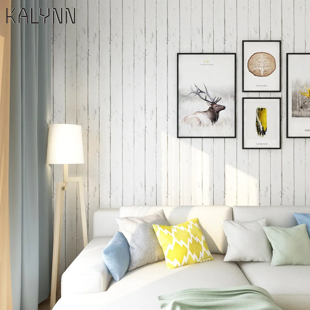 Vintage Imitation Wood Wallpaper Vertical Striped DIY Wall Paper Qme