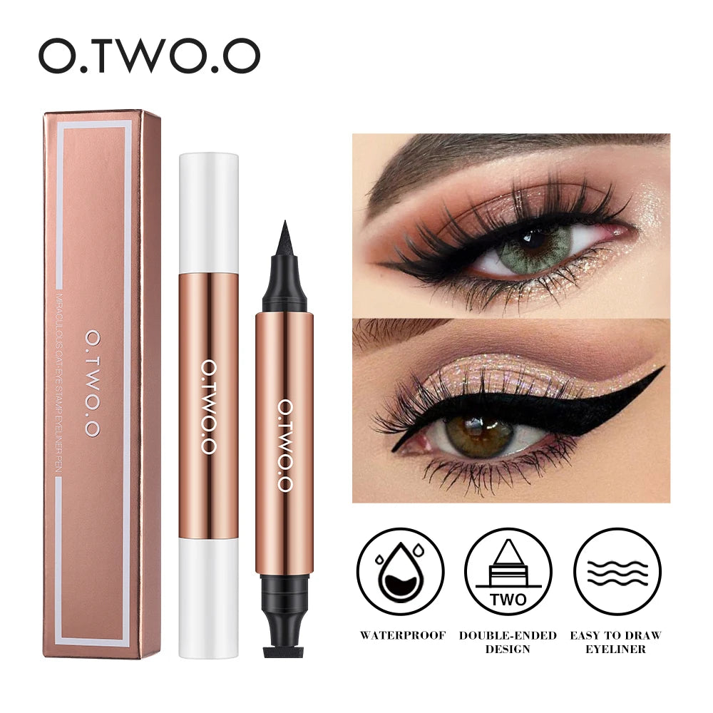 O TWO Eyeliner Stamp Black Liquid Pen Waterproof Fast Dry Qme