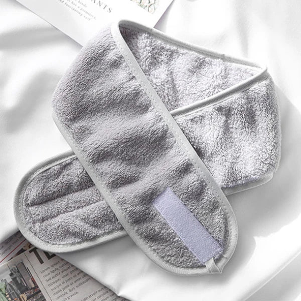 Women Girl Soft Toweling Adjustable Coral Fleece Hairband Makeup Bath Qme GRAY