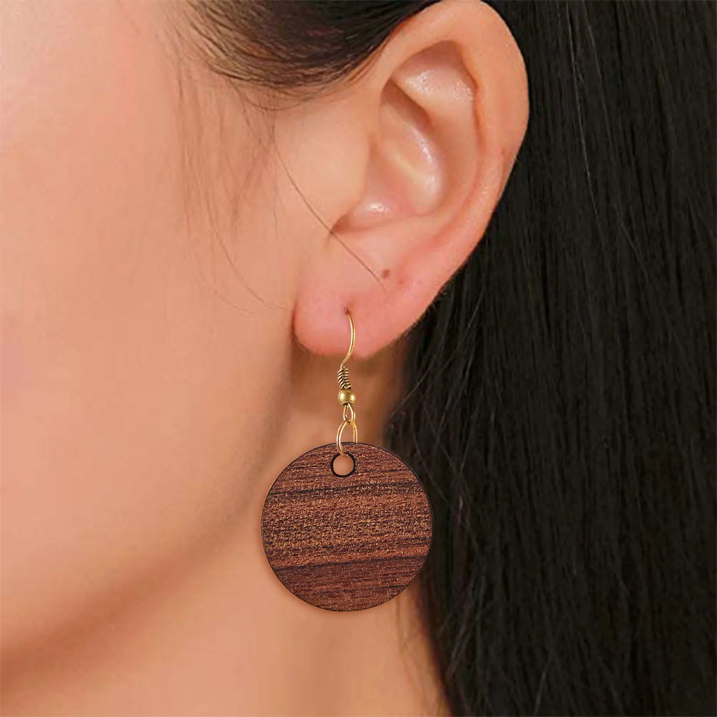 20Pcs Vintage Natural Wood Charms Flat Round Teardrop Saddle Brown Wooden Pendants Bulk for Women Jewelry Earrings Making Qme
