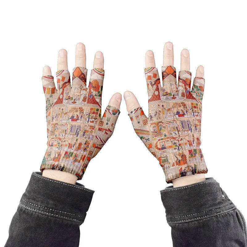 Cartoon Mashup Colorful Pattern Mittens Wrist Spring Summer Qme