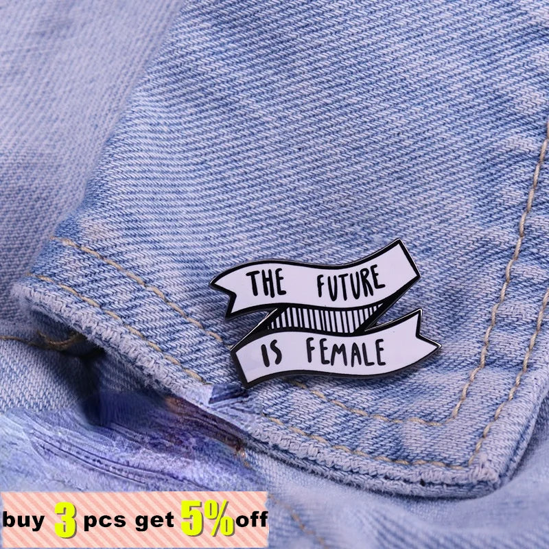 Feminist Enamel Pin Brooches Feminist Motivational Metal Brooch Pins Denim Hat Badge Collar Jewelry Gift for Women Wholesale Qme