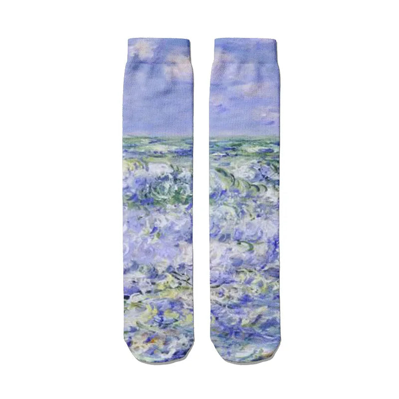 Van Gogh Mural World Famous Painting Sunflower Socks Men Novelty Qme style22