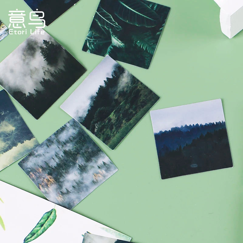 46Pcs/Box Green Forest Series Stickers Aesthetic Stickers Diary Planner Decorative Mobile Stickers Scrapbooking Craft Sticker Qme