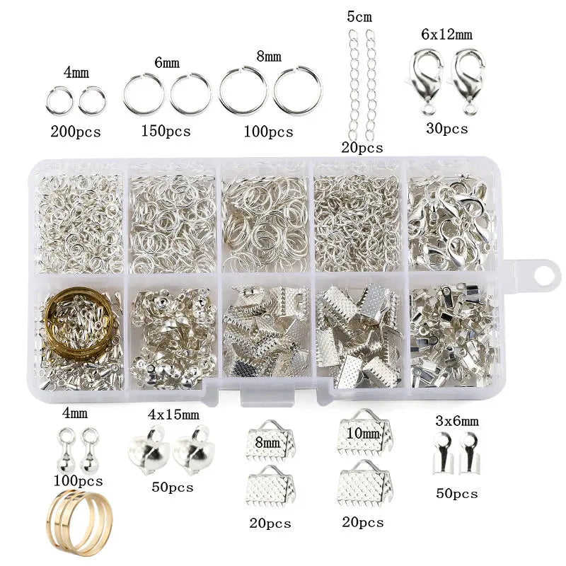 Jewelry Findings Tool Set Open Jump Ring/Lobster Clasp/Tail Chain/Clip Buckle/Drop Kit/Earring Hooks/ For DIY Jewelry Making Qme 3